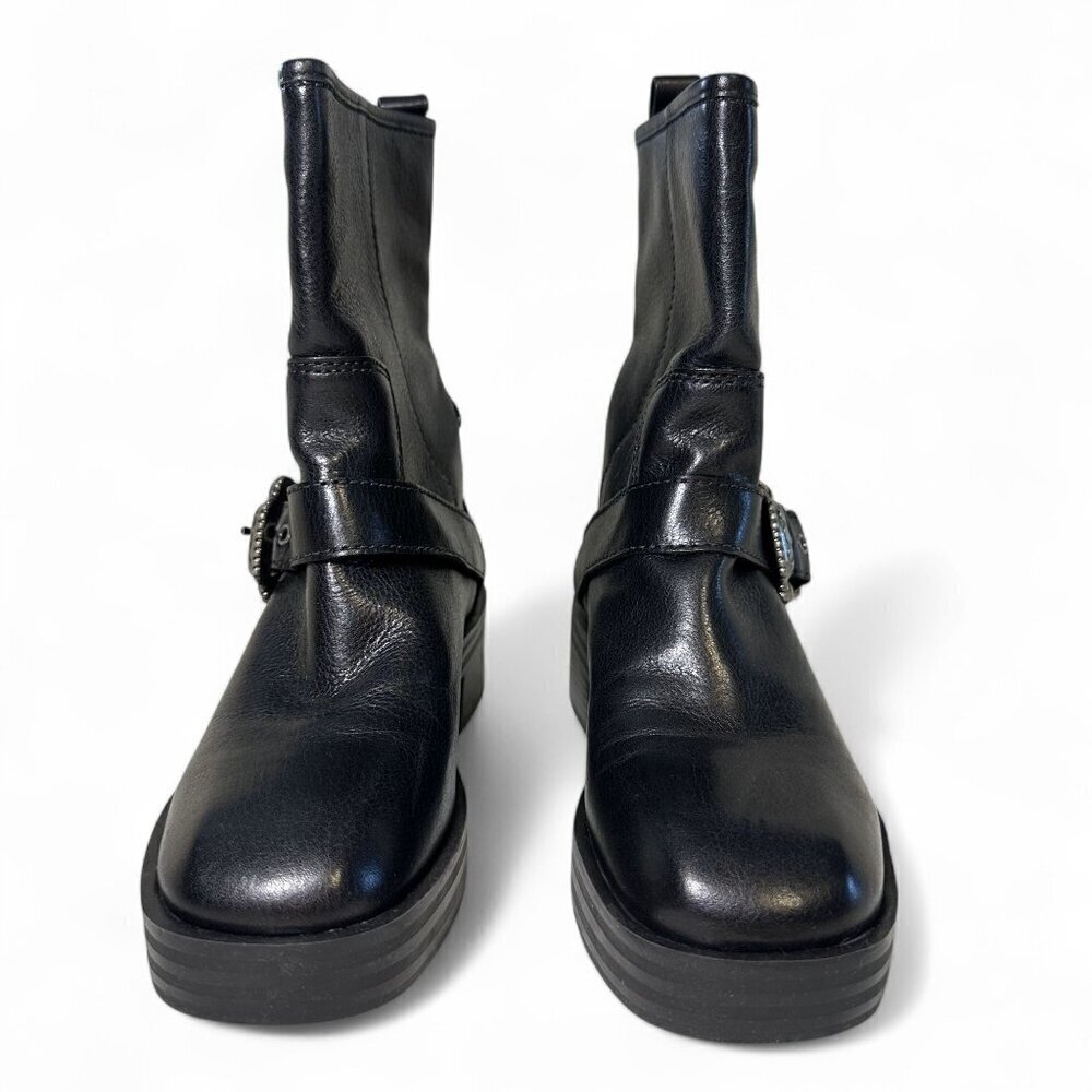 Larroude Women's Hardy Buckle Black Moto Boot EU 37.5 NEW IN BOX - Picture 4 of 16